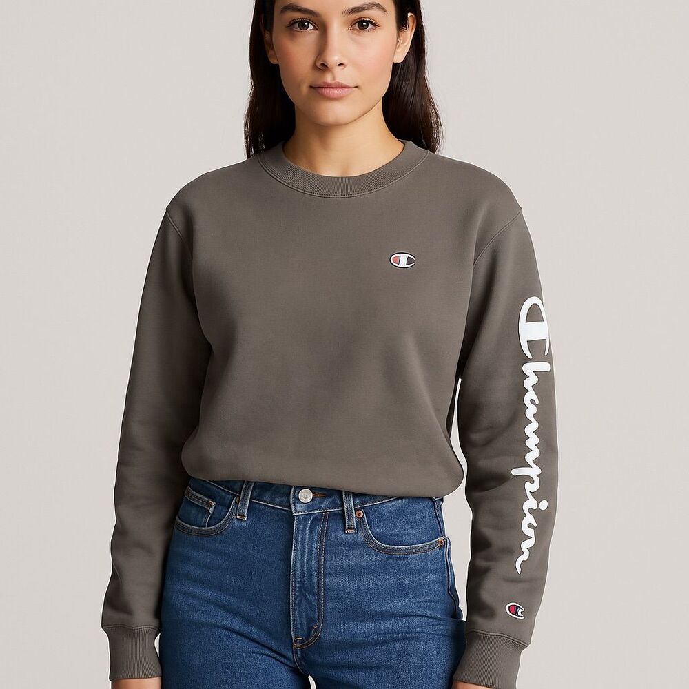 Champion Unisex Crewneck Sweatshirt Green Pullover Size L Casual